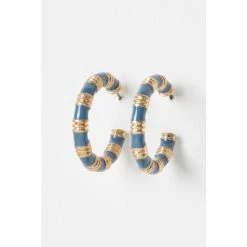 Oliver Bonas Natural Lana Blue Textured Hoop Earrings -Default Template 2 unnamed file 953