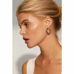 Oliver Bonas Natural Lana Blue Textured Hoop Earrings -Default Template 2 unnamed file 956