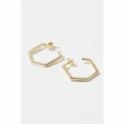 Oliver Bonas Hexagon Mini Gold Plated Hoop Brass Earrings -Default Template 2 unnamed file 960