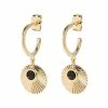 Oliver Bonas Kymani Engraved Black Disc And Stone Inlay Gold Plated Drop Earrings -Default Template 2 unnamed file 968