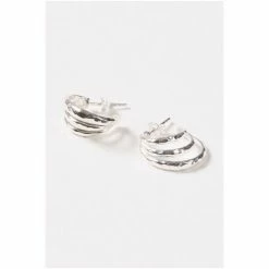 Oliver Bonas Silver Coloured Dory Textured Triple Circle Hoop Earrings -Default Template 2 unnamed file 976